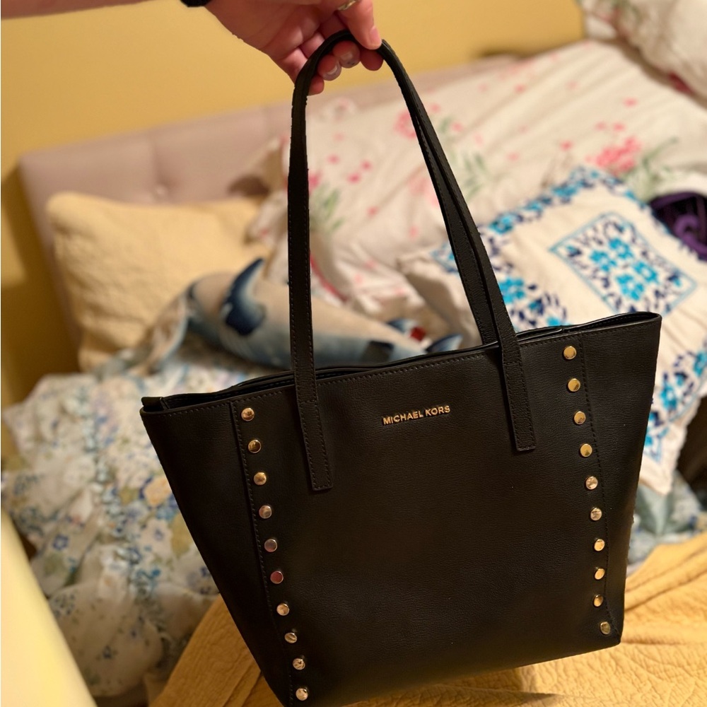 Michael Kors Black Leather Studded Tote